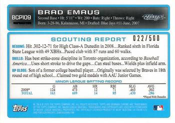 2009 Bowman Chrome - Prospects Refractors #BCP109 Brad Emaus Back