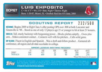 2009 Bowman Chrome - Prospects Refractors #BCP187 Luis Exposito Back