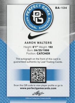 2016 Leaf Perfect Game National Showcase - Autographs Silver #BA-134 Aaron Walters Back