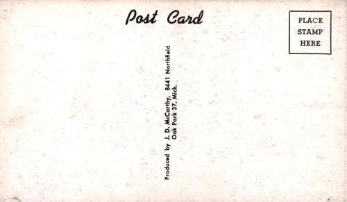1958 JD McCarthy Postcards #NNO Roy Sievers Back