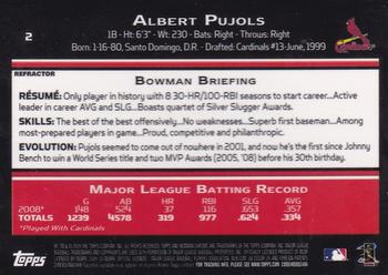 2009 Bowman Chrome - Refractors #2 Albert Pujols Back