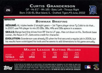 2009 Bowman Chrome - Refractors #26 Curtis Granderson Back