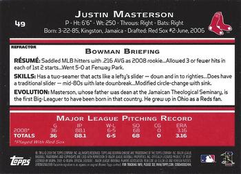2009 Bowman Chrome - Refractors #49 Justin Masterson Back
