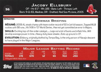 2009 Bowman Chrome - Refractors #56 Jacoby Ellsbury Back
