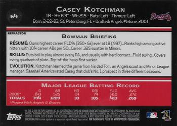 2009 Bowman Chrome - Refractors #64 Casey Kotchman Back
