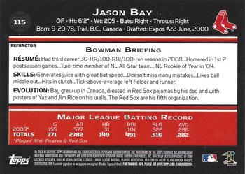 2009 Bowman Chrome - Refractors #115 Jason Bay Back