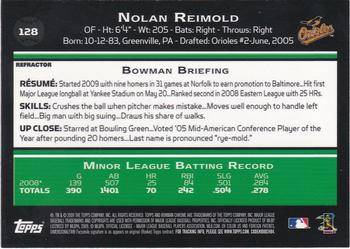 2009 Bowman Chrome - Refractors #128 Nolan Reimold Back