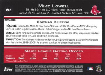 2009 Bowman Chrome - Refractors #142 Mike Lowell Back