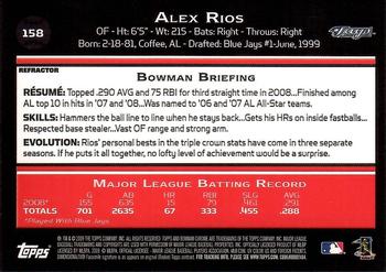 2009 Bowman Chrome - Refractors #158 Alex Rios Back