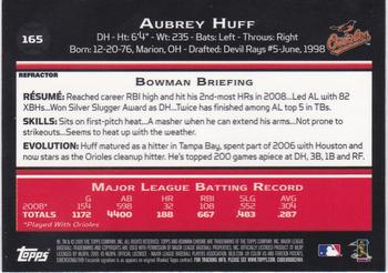 2009 Bowman Chrome - Refractors #165 Aubrey Huff Back