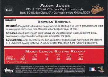 2009 Bowman Chrome - Refractors #183 Adam Jones Back