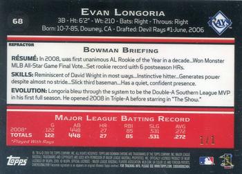 2009 Bowman Chrome - SuperFractors #68 Evan Longoria Back
