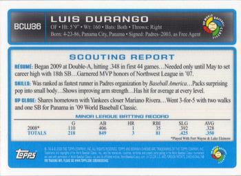 2009 Bowman Chrome - WBC Prospects #BCW36 Luis Durango Back
