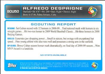 2009 Bowman Chrome - WBC Prospects #BCW50 Alfredo Despaigne Back