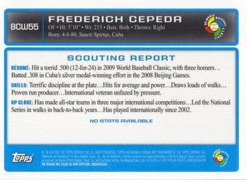 2009 Bowman Chrome - WBC Prospects #BCW55 Frederich Cepeda Back