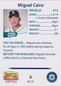 2008 Cloverdale Meats Seattle Mariners #8 Miguel Cairo Back