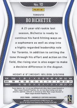 2020 Panini Chronicles - Certified #10 Bo Bichette Back