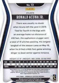 2020 Panini Chronicles - Certified #13 Ronald Acuna Jr. Back