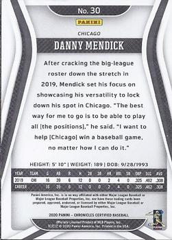 2020 Panini Chronicles - Certified #30 Danny Mendick Back