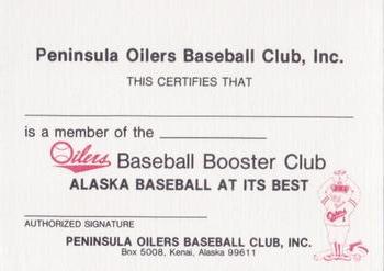 1992 Peninsula Oilers #1 Booster Card Front