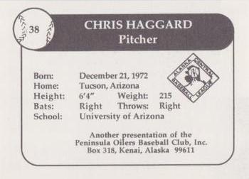 1992 Peninsula Oilers #25 Chris Haggard Back