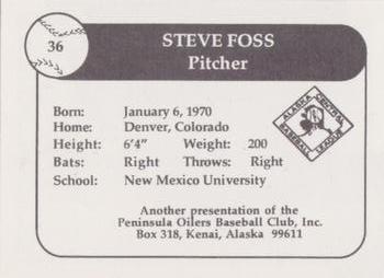 1992 Peninsula Oilers #28 Steve Foss Back