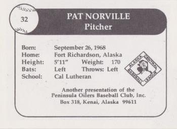 1992 Peninsula Oilers #29 Pat Norville Back