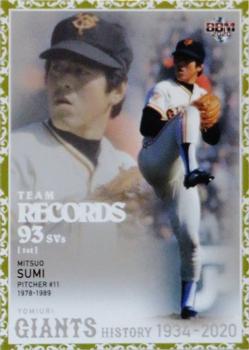 2020 BBM Yomiuri Giants History 1934-2020 - Team Records #TR10 Mitsuo Sumi Front