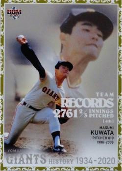 2020 BBM Yomiuri Giants History 1934-2020 - Team Records #TR11 Masumi Kuwata Front