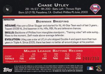 2009 Bowman Chrome - X-Fractors #4 Chase Utley Back