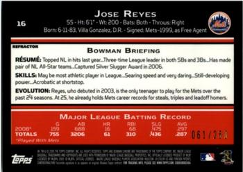 2009 Bowman Chrome - X-Fractors #16 Jose Reyes Back
