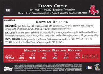2009 Bowman Chrome - X-Fractors #22 David Ortiz Back