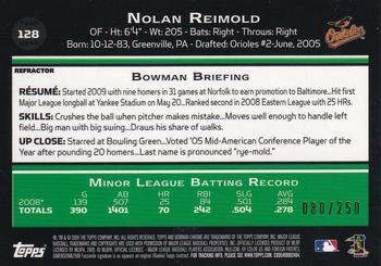 2009 Bowman Chrome - X-Fractors #128 Nolan Reimold Back
