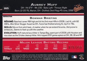 2009 Bowman Chrome - X-Fractors #165 Aubrey Huff Back