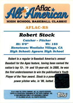 2009 Bowman Draft Picks & Prospects - AFLAC All-American Classic Autographs #AFLAC-RS Robert Stock Back