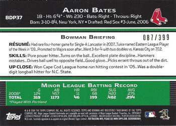 2009 Bowman Draft Picks & Prospects - Blue #BDP37 Aaron Bates Back