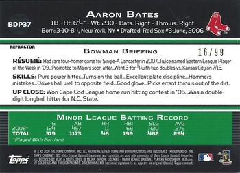2009 Bowman Draft Picks & Prospects - Chrome Blue Refractors #BDP37 Aaron Bates Back