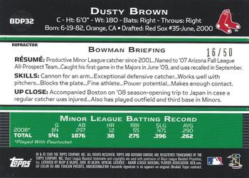 2009 Bowman Draft Picks & Prospects - Chrome Gold Refractors #BDP32 Dusty Brown Back