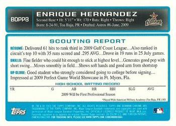 2009 Bowman Draft Picks & Prospects - Chrome Prospects #BDPP3 Enrique Hernandez Back