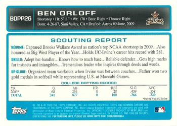 2009 Bowman Draft Picks & Prospects - Chrome Prospects #BDPP26 Ben Orloff Back