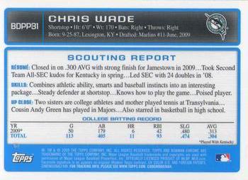 2009 Bowman Draft Picks & Prospects - Chrome Prospects #BDPP31 Chris Wade Back