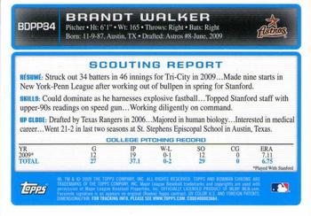 2009 Bowman Draft Picks & Prospects - Chrome Prospects #BDPP34 Brandt Walker Back