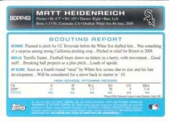 2009 Bowman Draft Picks & Prospects - Chrome Prospects #BDPP43 Matt Heidenreich Back