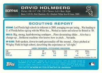 2009 Bowman Draft Picks & Prospects - Chrome Prospects #BDPP44 David Holmberg Back
