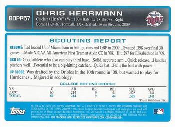 2009 Bowman Draft Picks & Prospects - Chrome Prospects #BDPP57 Chris Herrmann Back