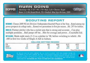 2009 Bowman Draft Picks & Prospects - Chrome Prospects #BDPP61 Ryan Goins Back