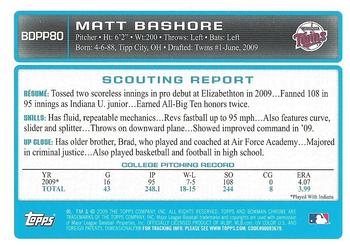 2009 Bowman Draft Picks & Prospects - Chrome Prospects #BDPP80 Matt Bashore Back