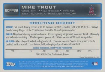 2009 Bowman Draft Picks & Prospects - Chrome Prospects #BDPP89 Mike Trout Back