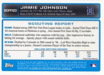 2009 Bowman Draft Picks & Prospects - Chrome Prospects #BDPP20 Jamie Johnson Back
