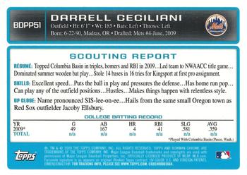 2009 Bowman Draft Picks & Prospects - Chrome Prospects #BDPP51 Darrell Ceciliani Back